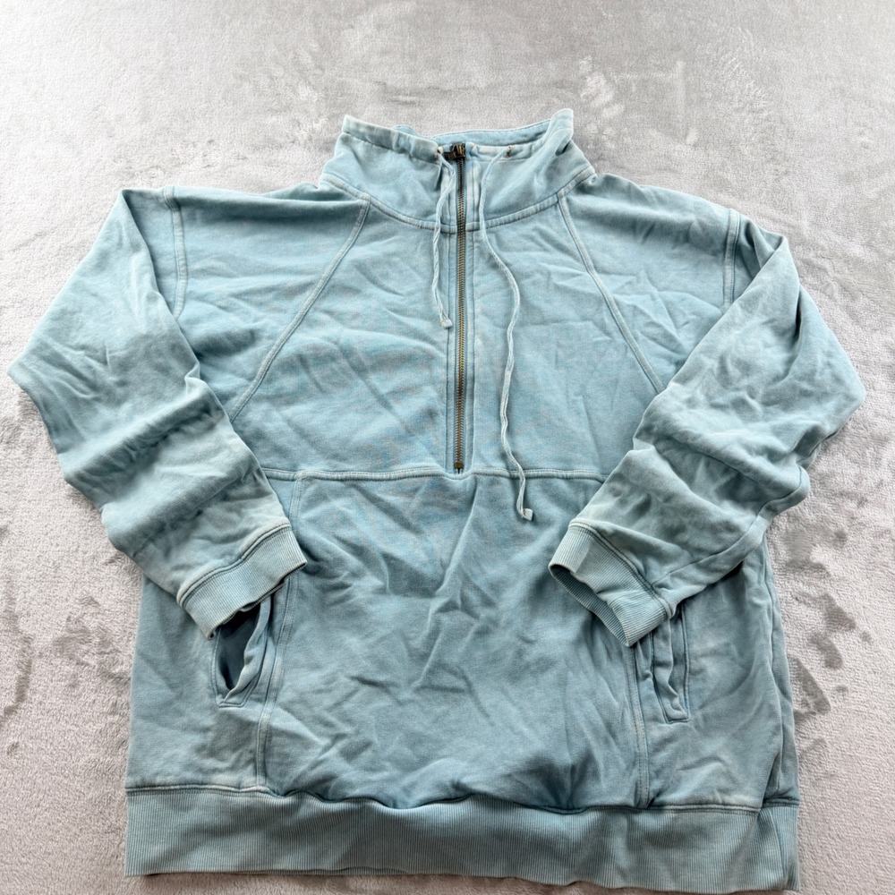 Hem & Thread Women's Small Light Blue Quarter Zip Pullover Sweatshirt 18343